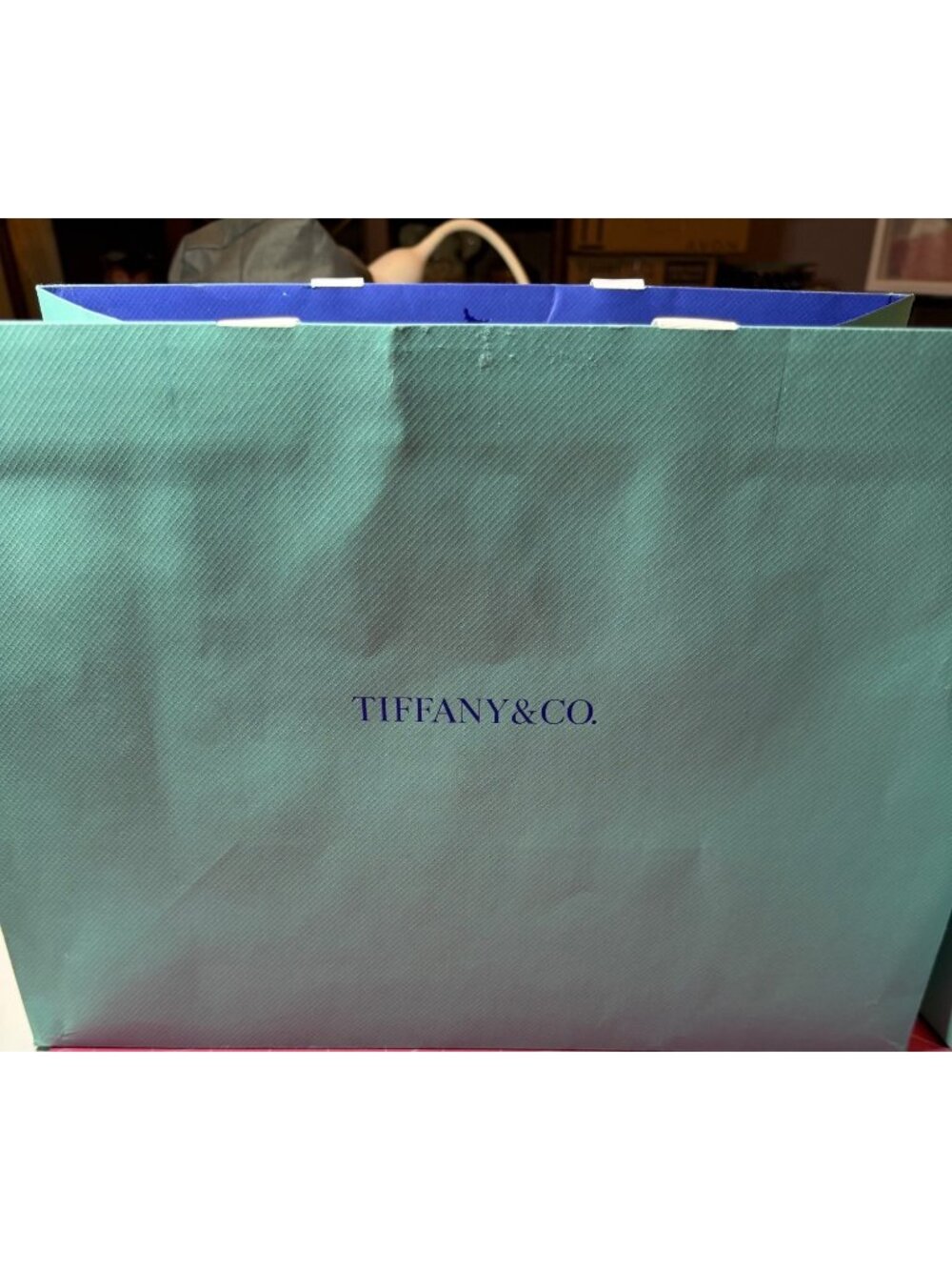 Tiffany & Co. Large Blue Gift Bag Ribbon Handles Matching Box Padding included